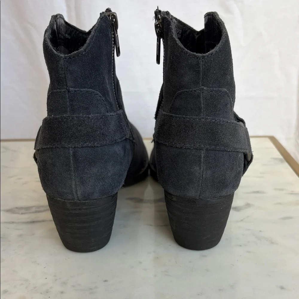 Born Carmel Harness Navy Blue Suede Ankle Boots